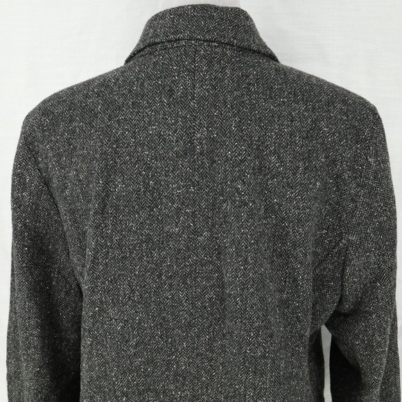 LL Bean Jacket Petites XLP PXL Gray Herringbone Wool Silk Buttons Lined Pockets - Picture 9 of 16